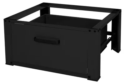 Waschmaschinen-Untergestell mit Schublade, 63x54 cm, Stahl, schwarz