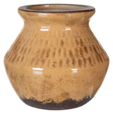 Keramik-Vase, braun, rund, 15,5 x 15,5 x 15 cm