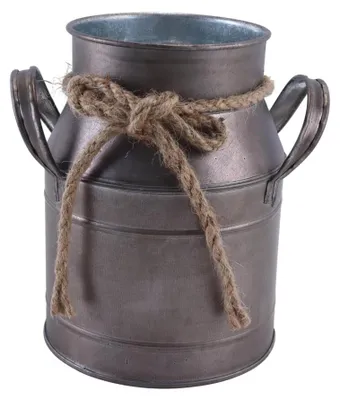 Metall-Vase, rustikaler Blumenkübel, 15 cm, 11,5 cm Ø