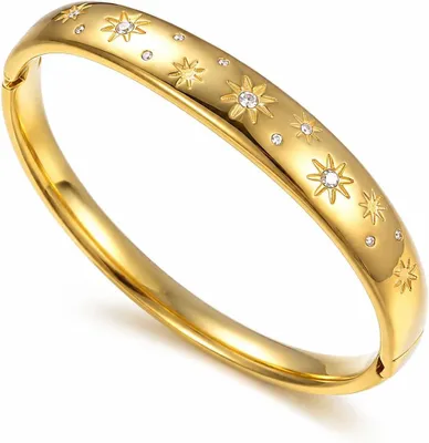 Imagen del producto de Pulsera dorada, de 18 cm, con circonita, joya para mujer