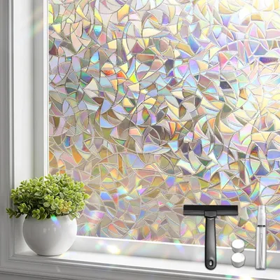Productafbeelding van Raamfolie met Regenboogeffect, 30 x 100 cm, privacyfolie voor ramen