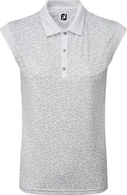 Image de Polo de golf Footjoy pour femmes, manches courtes, imprimé, tissu interlock, gris