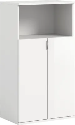 Produktbild von Schuhkommode >Projekt X< 2 Türen, 4 Böden, weiß / weiß hochglanz - 60x110x37cm (BxHxT)