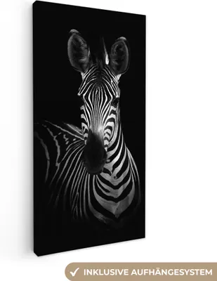 Obrázek produktu pro OneMillionCanvasses® - Plátna - Zebra - Černá - Bílá - Zvířata, nástěnné umění, nástěnné dekorace Obývací pokoj, 20x40cm