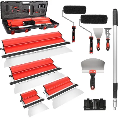 Productafbeelding van Set drogebouwmesjes met koffer, 25-80 cm, roestvrij staal, telescopische steel 70-155 cm