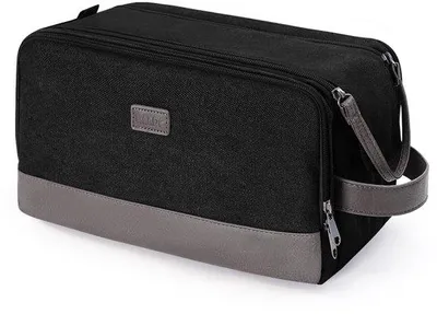 Immagine prodotto di Borsa da toilette da viaggio da uomo, impermeabile, nera, in tela