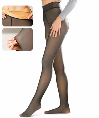 Produktbild von Thermostrumpfhose Damen Thermo Strumpfhose mit Innenfleece warm Winter schwarz L-XL