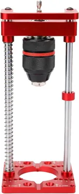 Imagen del producto de Soporte de taladro de aluminio, guía de perforación ajustable, portabrocas manual, medidor de ángulos múltiples, para trabajos en madera
