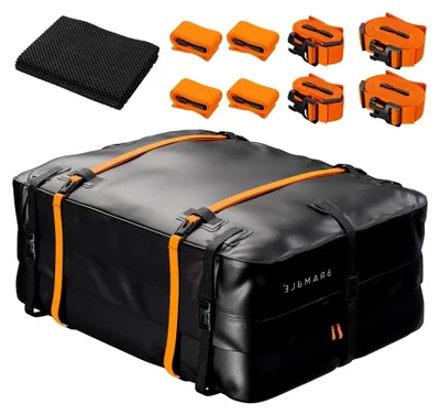 Produktbild von XL Faltbare Autodachbox mit Gurten und Antirutschmatte, 430L - Dachgepäckträger Tasche für Reisen - Wasserdicht und Robust