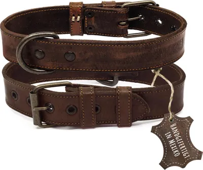 Produktbild von ALTEZAR Dunkelbraunes Hundehalsband weiches, leichtes Leder-Halsband Größe M