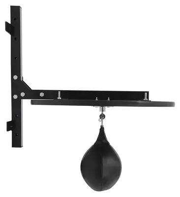 Image de Plateforme de speedball à fixation murale - Ensemble de sac de vitesse - Hauteur réglable de 30 cm - Acier, bois,Polyuréthane- Avec pompe - Entraînement à domicile - Noir