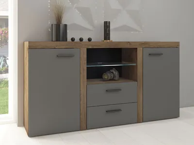 Obrázok produktu pre Kombinovaná komoda s LED osvetlením THISE - dub lefkas / grafitová