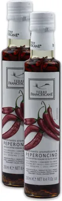 Produktbild von Food-United Chili-Öl 2x 250ml von TERRE FRANCESCANE Extra Natives Olivenöl mit Chili-Schoten Premium-Dressing-Öl aus Italien für Feinschmecker-innen und die mediterrane Küche