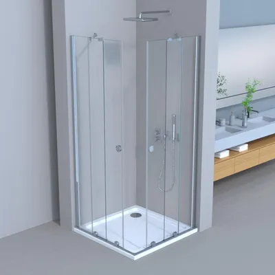 Produktbild von Movable Duschkabine Schiebetuer Nano Glas Eckeinstieg Duschabtrennung 75x80x185cm