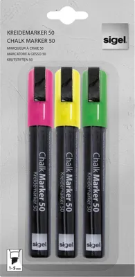 Produktbild von Sigel GL182, 3 Stück(e), Grün, Pink, Gelb, Meißel, Schwarz, Grün, Pink, Gelb, Schwarz, 1 mm