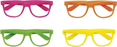 Immagine prodotto di Occhiali nerd set di occhiali divertenti 4 pezzi colorati - taglia unica