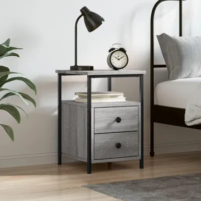 Zdjęcie produktu dla vidaXL Stolik nocny szary dąb sonoma 34x35,5x50 cm Materiał drewnopochodny