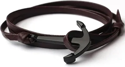 Produktbild von Elegantes Armband Norbert - Dunkelbraun mit Anker-Element KP34382