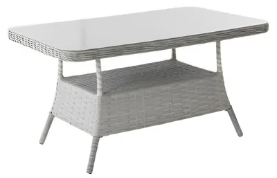 Produktbild von Terrassenset 3-Sitzer Sofa Sessel Tisch Hocker Orange Grau Glasplatte