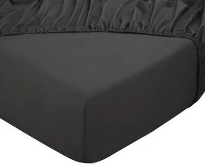 Produktbild von PHLOX PHLOX Spannbetttuch - 100% Baumwollsatin (300 TC) - Doppel 140x200 cm - Weich & Hautfreundlich - Rundelastisch - Anthrazit