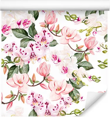 Produktbild von 10m VLIES TAPETE Rolle Blumen Knabenkraut Aquarell XXL