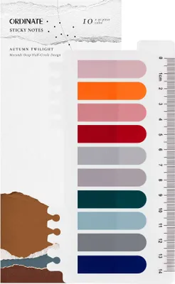 Produktbild von Ordinate-Autumn Twilight (Half-Circle Design) Selbstklebende Notizzettel mit Lineal Haftstreifen, Transparente Haftnotizen, sticky notes, Index Tabs