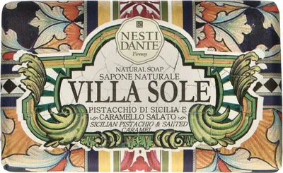 Produktbild von Nesti Dante, Villa Sole, reinigend und feuchtigkeitsspendend, sizilianische Pistazie und gesalzenes Karamell, Duftseifenriegel, 250 g