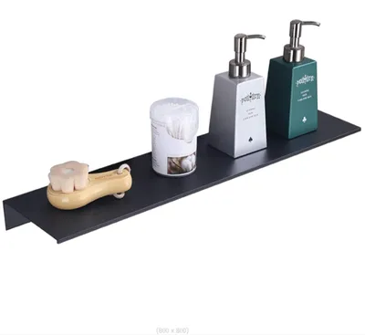 Produktbild von Duschablage ohne Bohren 40cm Aluminium Schwarz Wandmontiert Selbstklebend Badezimmer Küche