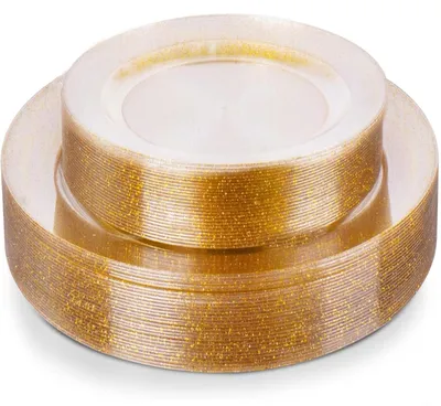 Productafbeelding van Set van 40 Herbruikbare Plastic Borden Goud