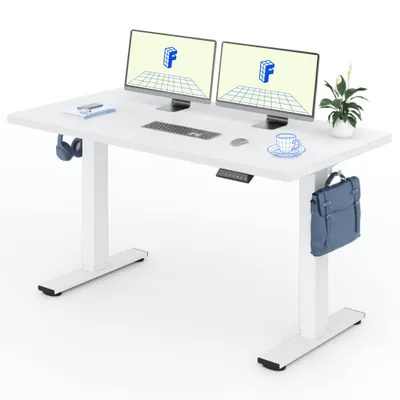 Produktbild von FLEXISPOT Höhenverstellbarer Schreibtisch 140x80cm, 100 kg Tragkraft, mit Anti-Kollisionsschutz, Einteilige Tischplatte, 4 Memory-Funktion (Weiß)