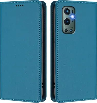 Immagine prodotto di Custodia in pelle per OnePlus 9 Pro, custodia a libro magnetica in Finto cuoio con supporto, blu lago