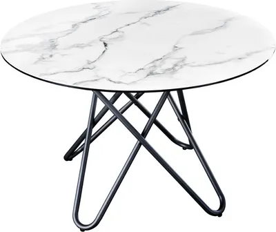 Produktbild von riess-ambiente Runder Esstisch ELLIPSE 120cm Marmor weiß Keramik Hairpin Legs Esszimmertisch Tisch Konferenztisch