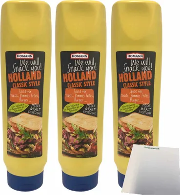 Produktbild von Homann Snack Sauce Holland Classic Style 3er Pack (3x875ml) + usy Block