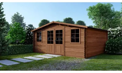 Immagine prodotto di Casetta da giardino in legno - 34.8m2 - 5.9x5.9m - impregnata - 45mm - colore: marrone