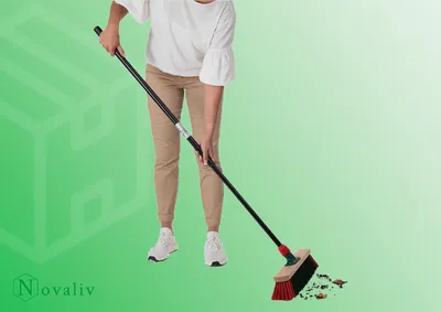 Zdjęcie produktu dla Miotła Novaliv Miotła z trzonkiem teleskopowym Miotła uliczna Zestaw do zamiatania Szufelka Szufelka (1, zestaw miotła ogrodowa + szufelka ocynkowana)