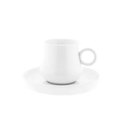 Produktbild von Mulex 12 Teiliger Set Mokkatassen mit Untertasse aus Porzellan Mokkaservice 100 ml Weiß