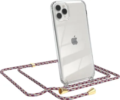 Produktbild von EAZY CASE Handykette kompatibel mit Apple iPhone 11 Pro Max, Handyhülle mit Umhängeband, Handykordel, Schutzhülle Clear, Band in Rot