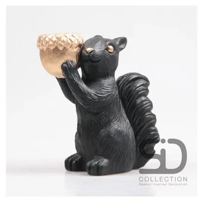 Immagine prodotto di Portacandela a forma di scoiattolo, 20,5 cm, nero