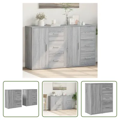 Produktbild von The Living Store Sideboards 2 Stk. Grau Sonoma-Eiche 60x31x70 cm Holzwerkstoff