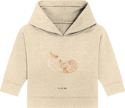 Produktbild von Mr. & Mrs. Panda Organic Baby Hoodie Robbe Liegen 12. - 18. Monat - Natural Raw - Geschenk, Kapuzensweatshirt, Nordsee, Strand, Robben, Kapuzenshirt, Meerestier, Ostsee