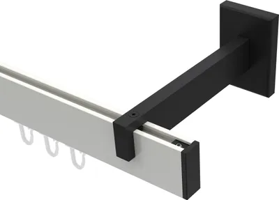 Produktbild von Interdeco Innenlaufstange / Gardinenstange mit Innenlauf Weiß / Schwarz, Typ Smartline Paxo (Kappe), 14x35 mm 1-läufig, 320 cm