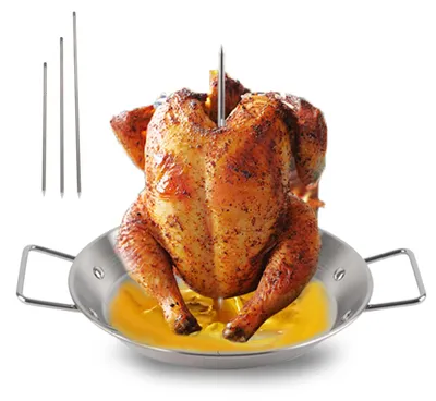 Productafbeelding van Verticale grillspieshouder - Geschikt voor ovens/grills - 3 spiezen van verschillende lengtes (8/10/12 cm) - Handgrepen - Eenvoudig te installeren - Geen extra opvangbak nodig - Grillrek