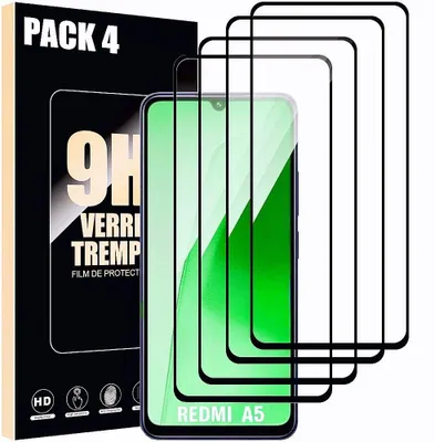 Image de Pack-4 Verre Trempé Intégral pour Xiaomi Redmi A5 4G - Protection Antichoc Anti-Rayures avec Bord Noir