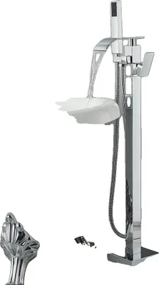 Imagen del producto de Grifo de ducha para bañera, de montaje en el suelo, con dos mandos, acabado cromado