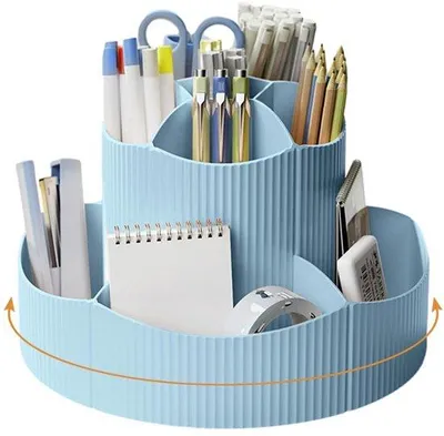 Produktbild von NUODWELL wordt verwijderd. Bureau-organizer met 11 compartimenten, draaibare pennenhouder, modern blauw Dutch naar Duits: Büro-Organizer mit 11 Fächern, drehbare Stifthalter, modern blau