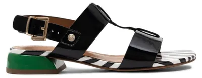 Produktbild von Damensandalen aus Naturleder Schwarz mit 2,5 cm Absatz und verstellbarem Riemen Modell K745501001