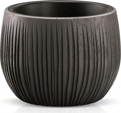 Produktbild von Beton Bowl DKB180 Kugelblumentopf mit Einsatz | Schwarzer Beton