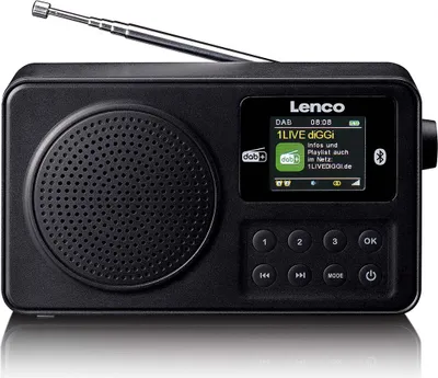 Produktbild von Lenco PDR-033BK - Tragbares DAB+/FM-Radio mit Bluetooth® und wiederaufladbarem Akku - Schwarz