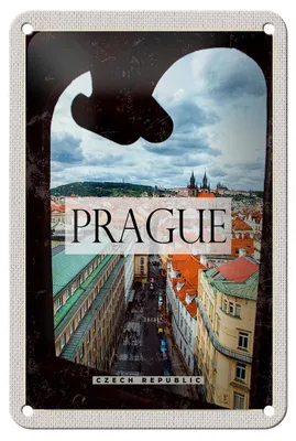 Produktbild von Blechschild Reise 12x18cm Prague Altstadt Tschechien Geschenk Schild