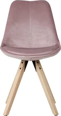 Produktbild von Moderne Esszimmerstuhl-Set aus 2 ohne Armlehnen in Rosa mit Holzbeinen, belastbar bis 110 kg